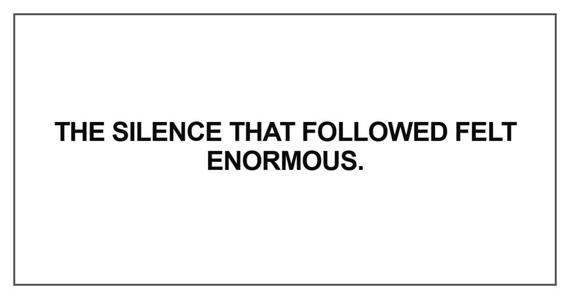 The silence that followed felt enormous The silence that followed felt enormous