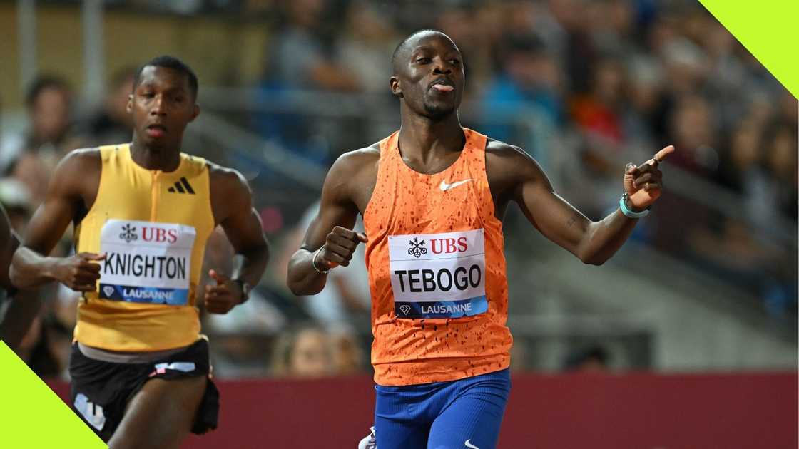 Letsile Tebogo reacts as he wins the men's 200m event at the "Athletissima" Diamond League athletics meeting in Lausanne on August 22, 2024. Photo: Fabrice Coffrini.