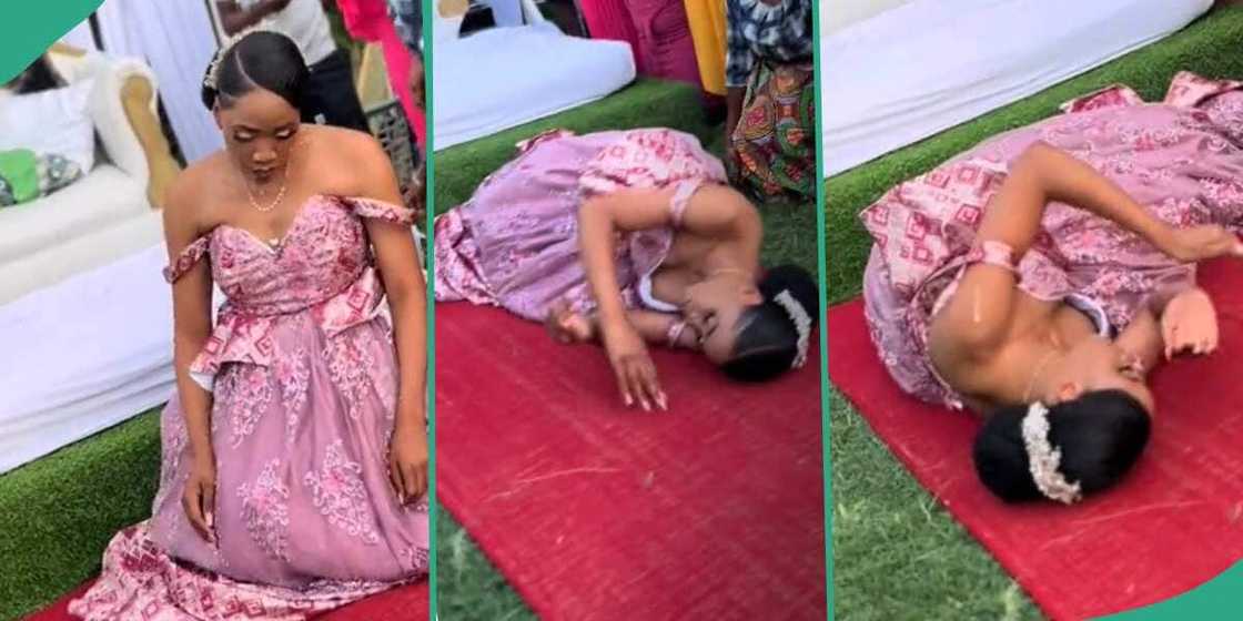 Bride lying down before her husband. Bride lying down before her husband.