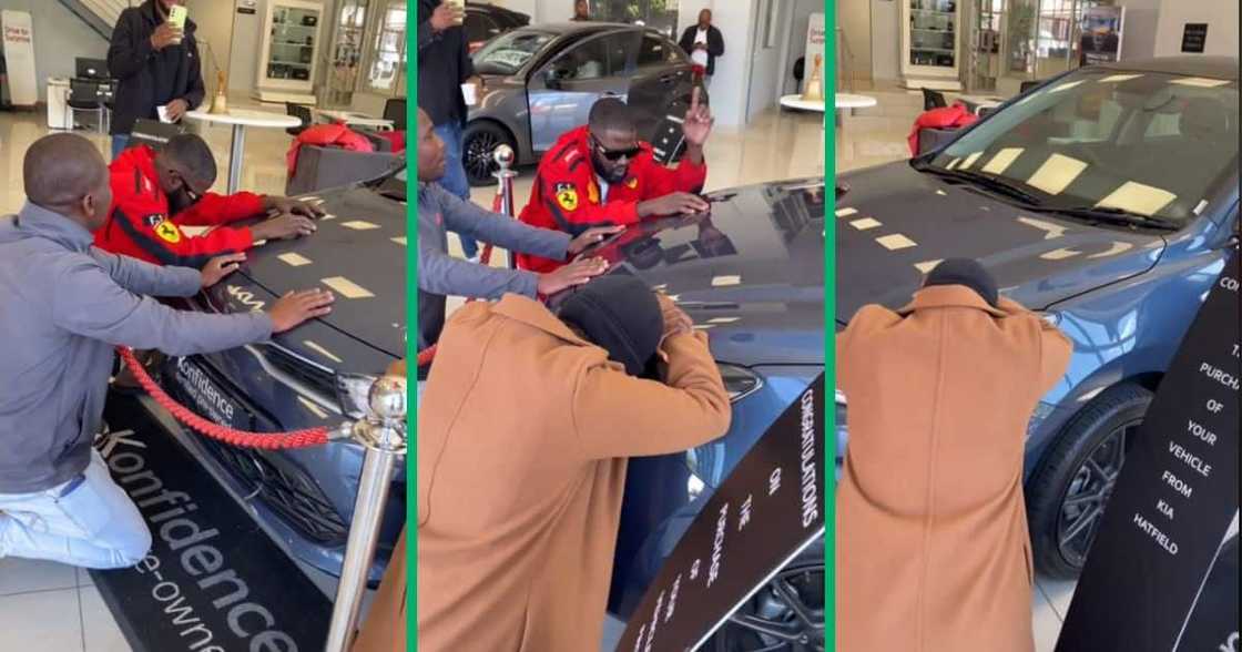 Men Pray Over New Car Men Pray Over New Car
