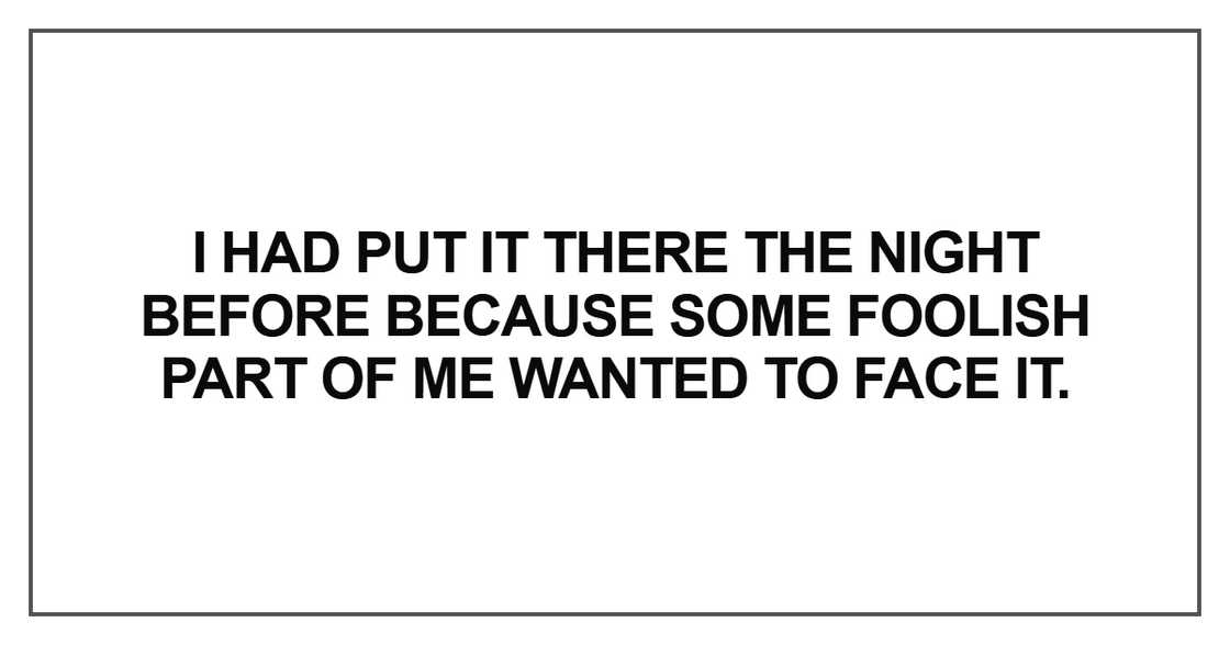 I had put it there the night before because some foolish