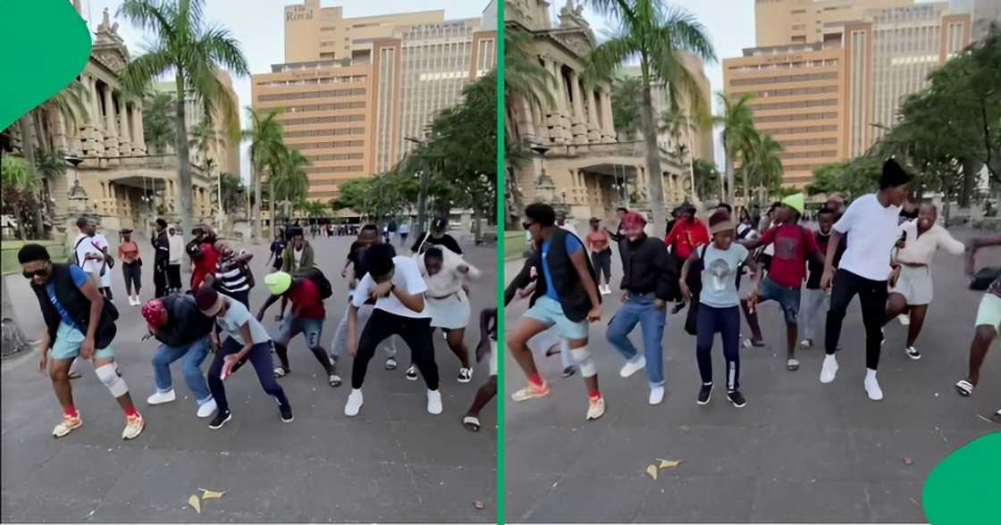 A TikTok video shows young people dancing in the streets of Durban.