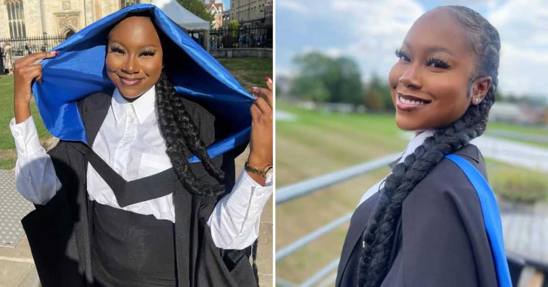 A beautiful young lady is excited about obtaining top marks at Cambridge University A beautiful young lady is excited about obtaining top marks at Cambridge University