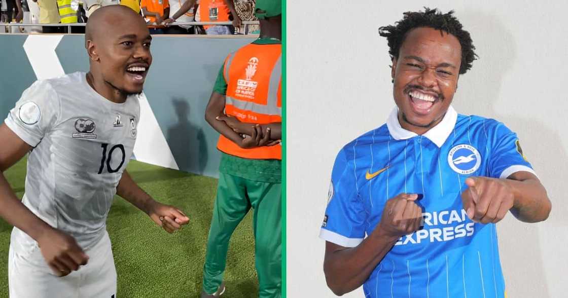 Percy Tau showed off dance moves in a TikTok video after AFCON victory against Cape Verde. Percy Tau showed off dance moves in a TikTok video after AFCON victory against Cape Verde.