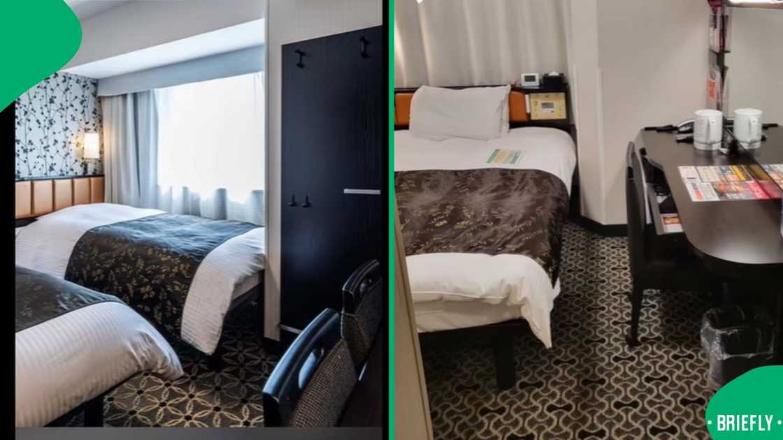 A solo traveller showed the bed where she found the stranger underneath.