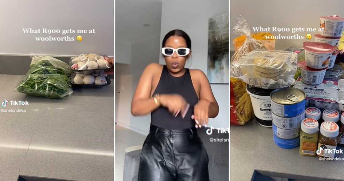 TikTok user @sheisndeka and her Woolworths haul