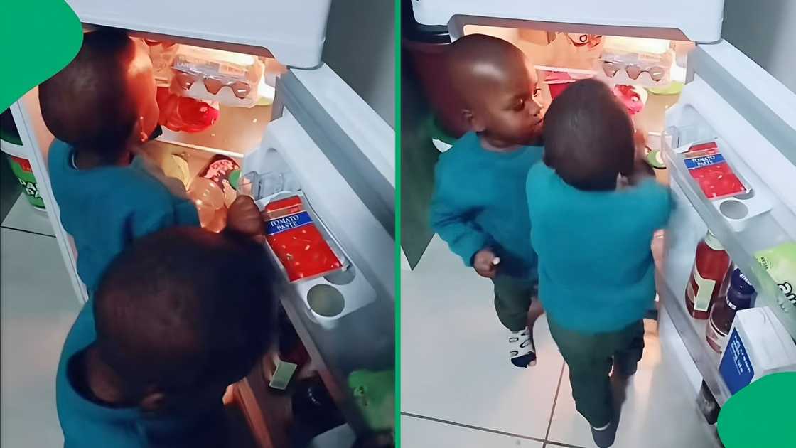 A TikTok video shows twins playing rock, paper, scissors during a midnight snack raid.