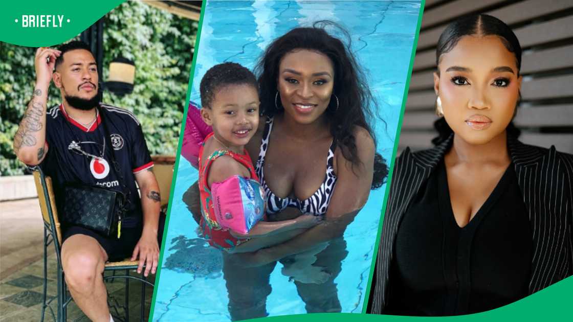 AKA, his daughter Kairo with DJ Zinhle and Nicole Nyaba AKA, his daughter Kairo with DJ Zinhle and Nicole Nyaba