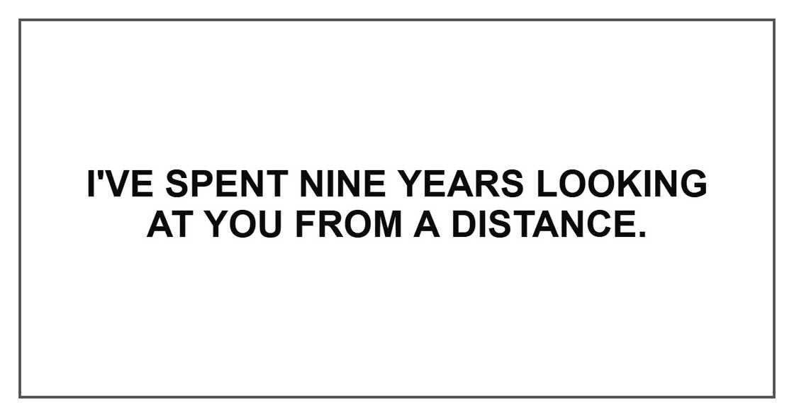 I've spent nine years looking at you from a distance.