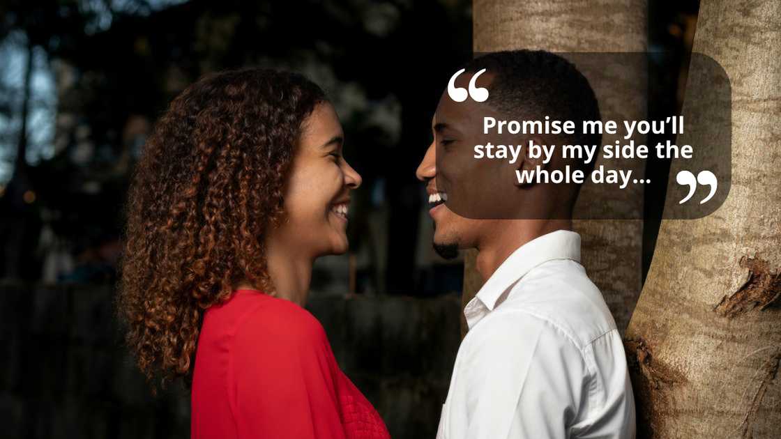 A couple having a light conversation