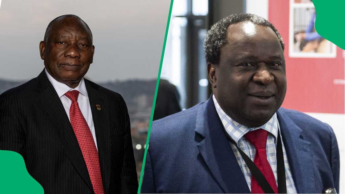 President Cyril Ramaphosa and former finance minister Tito Mboweni.