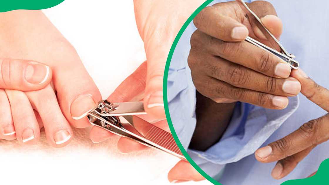 A person clipping nails