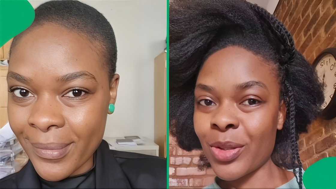 A woman showed off her hair growth product in a TikTok video. A woman showed off her hair growth product in a TikTok video.