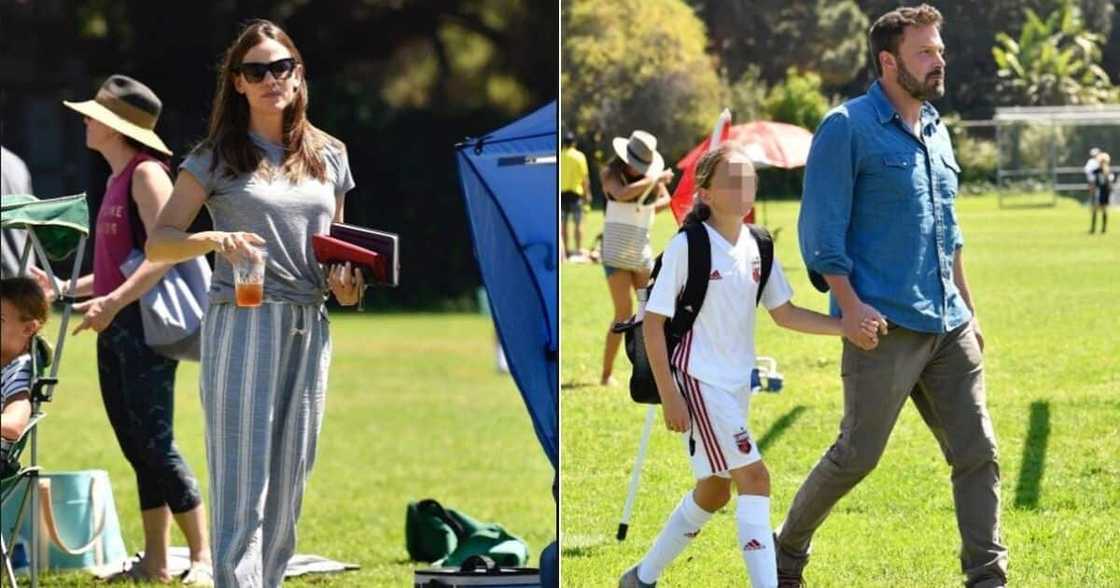 Jennifer Garner and Ben Affleck were spotted at their daughter, Seraphina's soccer game. PHOTO: Screenshot Jennifer Garner and Ben Affleck were spotted at their daughter, Seraphina's soccer game. PHOTO: Screenshot