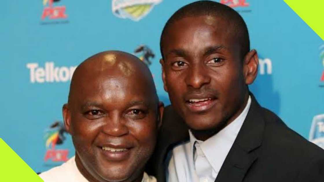 Pitso Mosimane offers advice to Rulani Mokwena.