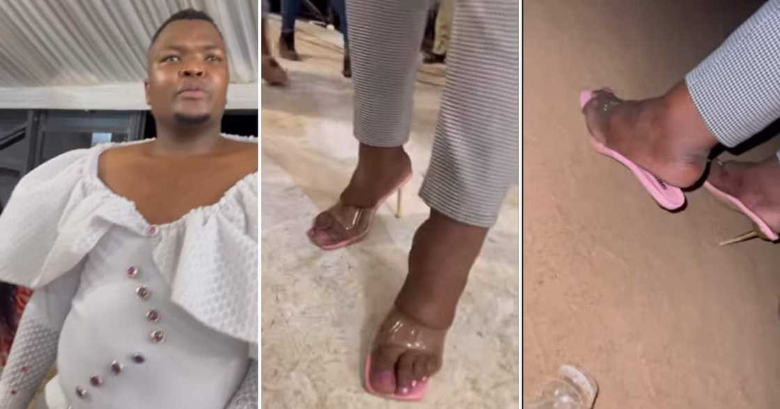 A dramatic and stylish man shared how his night started and ended with him having a broken heel. A dramatic and stylish man shared how his night started and ended with him having a broken heel.