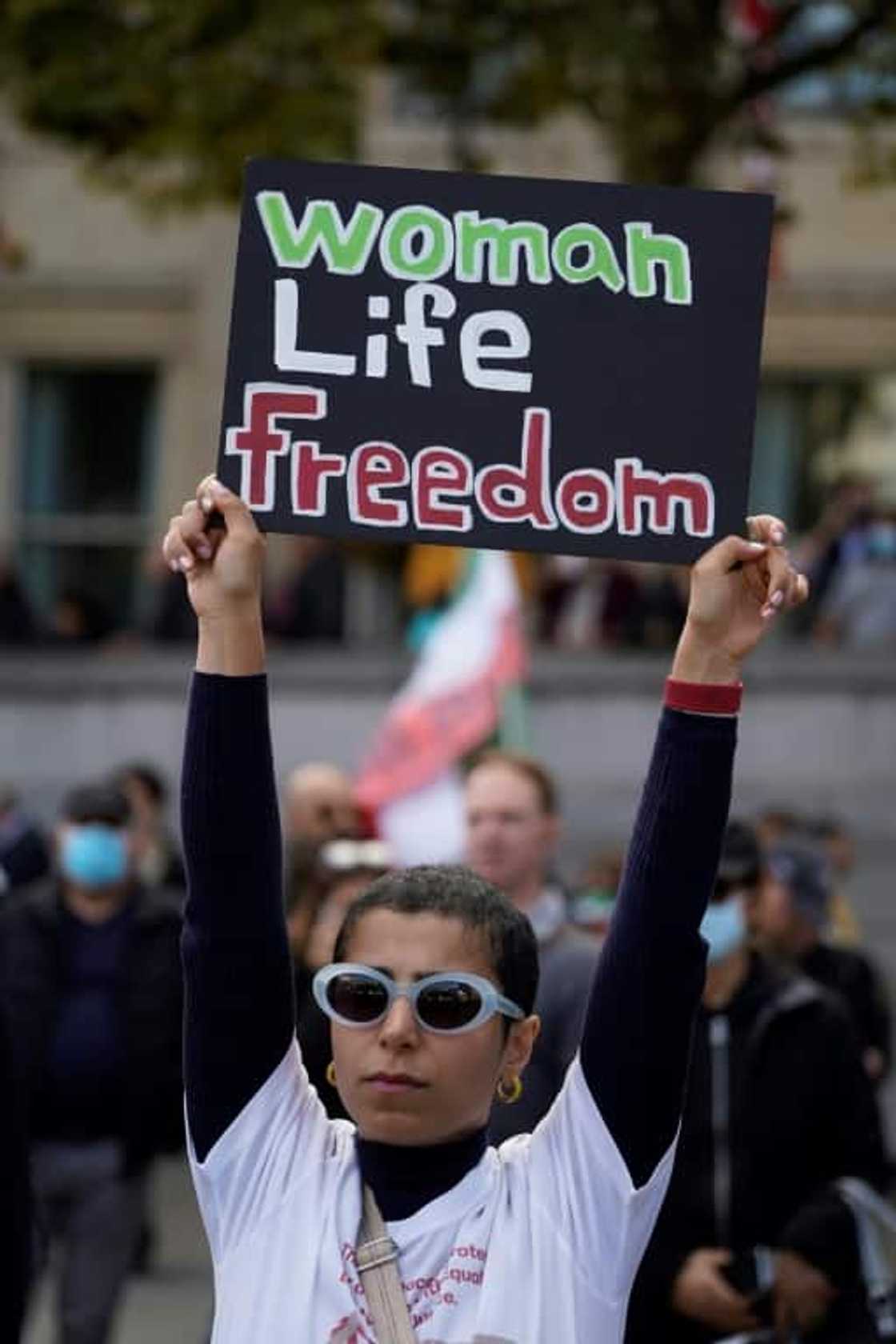 A protest in Trafalgar Square in London on Saturday