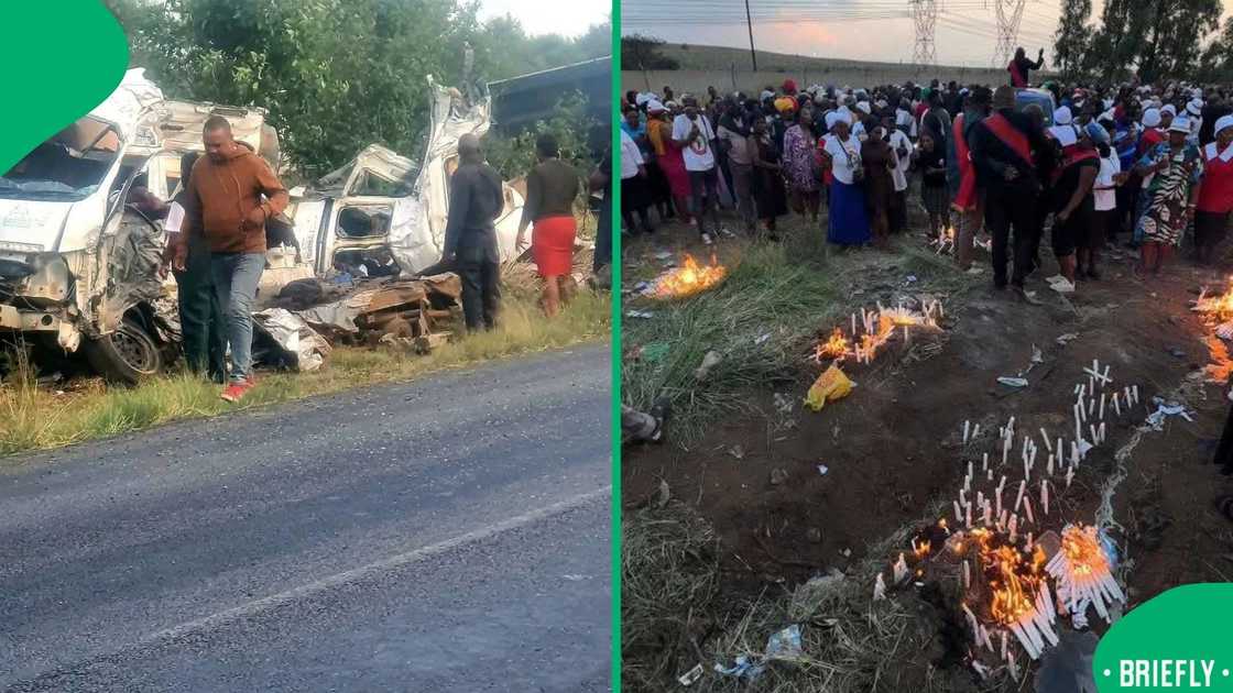 The image on the right captured the community members holding a ceremony where the accident happened The image on the right captured the community members holding a ceremony where the accident happened