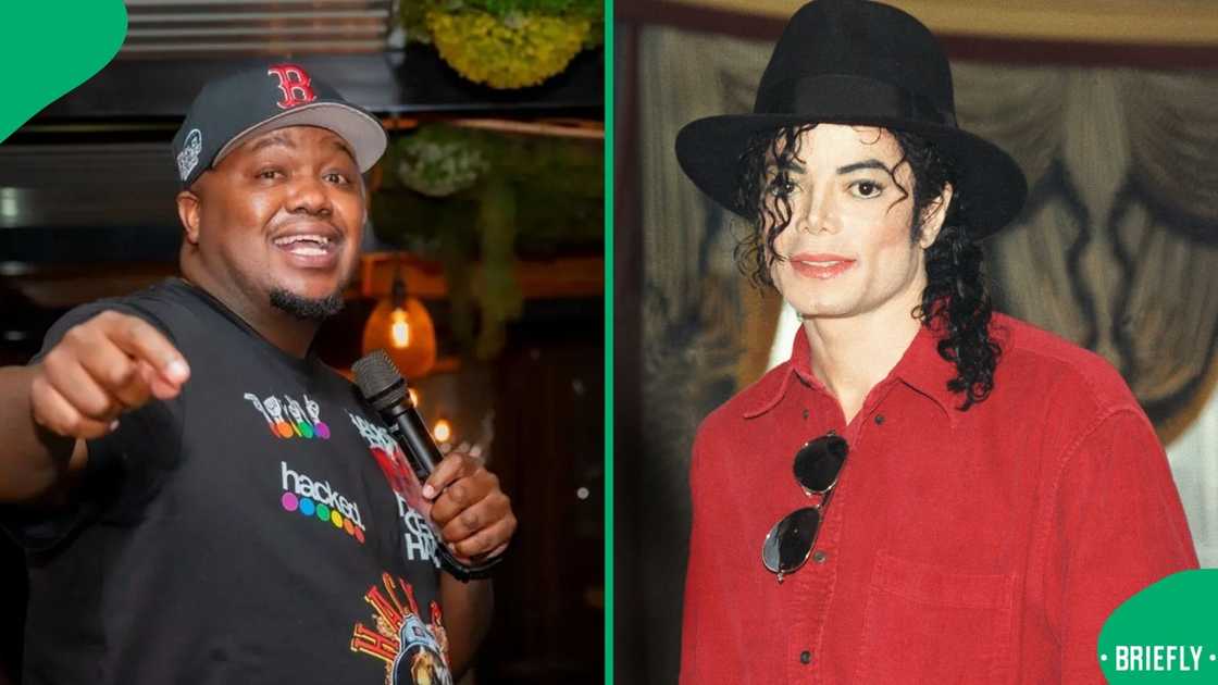 Skhumba posted a throwback photo with a Michael Jackson lookalike