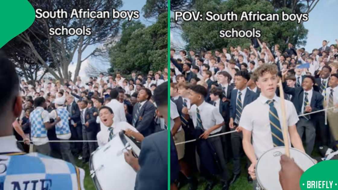 A creative performance blended music and chanting, highlighting the vibrancy of South African school culture A creative performance blended music and chanting, highlighting the vibrancy of South African school culture