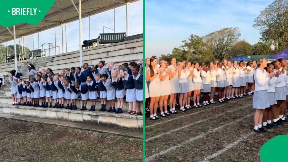 Grade 12 learners at St.Mary's chanted for the younger ones Grade 12 learners at St.Mary's chanted for the younger ones