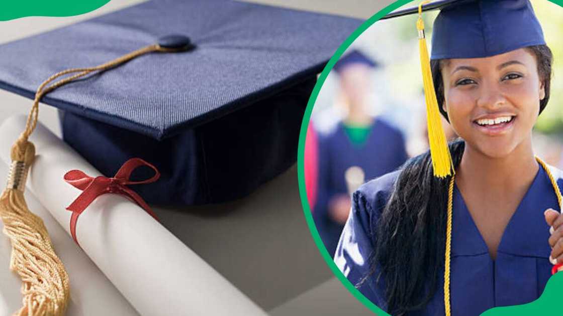 A graduate during a graduation ceremony A graduate during a graduation ceremony