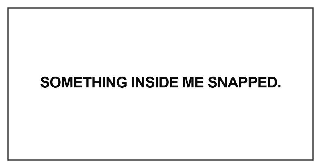Something inside me snapped