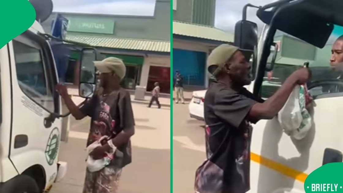The visual on the right captured a man known as Mochini by his community holding a beer bottle