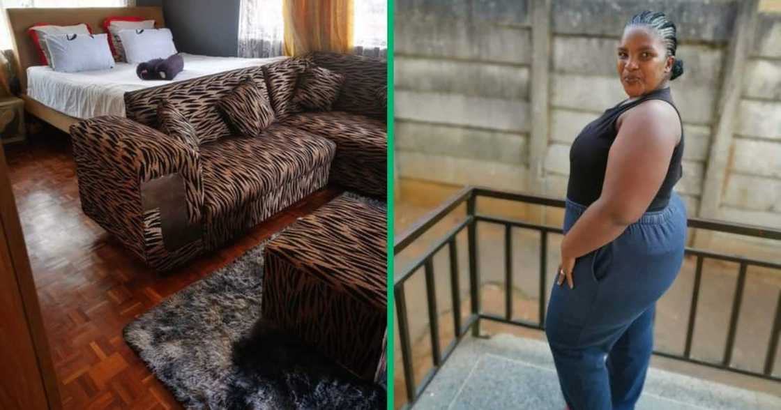 Thulile Cele is a woman who has a one-roomed abode she decorated well. She posted pictures of her space on social media. Thulile Cele is a woman who has a one-roomed abode she decorated well. She posted pictures of her space on social media.