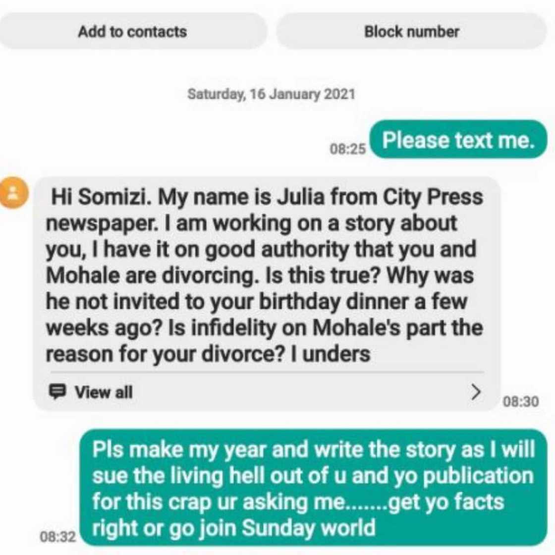 Somizi reacts to message from journalist over divorce rumours Somizi reacts to message from journalist over divorce rumours