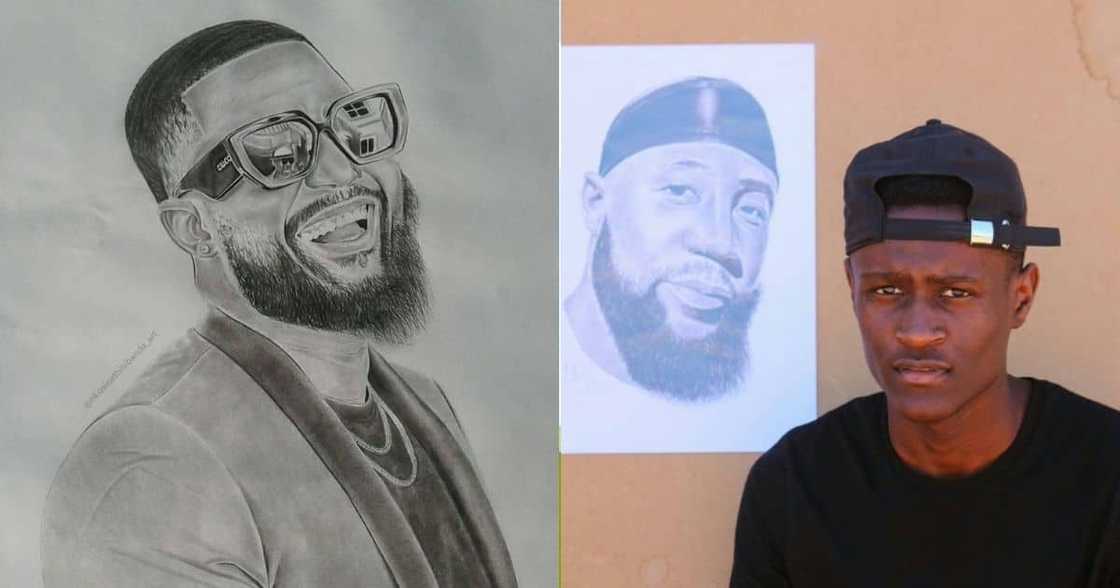 South African artist Nkosinathi Sibanda has also done a piece on Cassper Nyovest. Image: Twitter South African artist Nkosinathi Sibanda has also done a piece on Cassper Nyovest. Image: Twitter