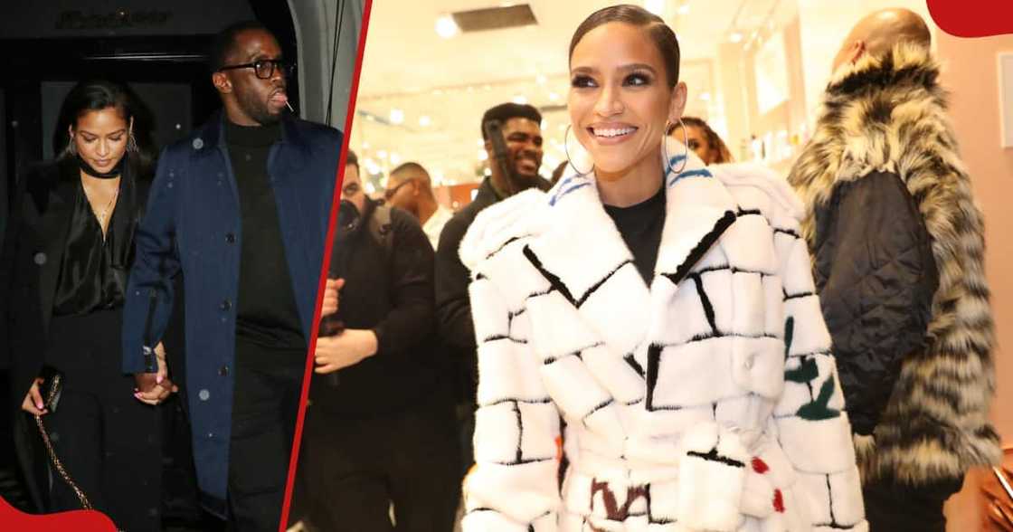 Sean Combs and Cassie Ventura in Los Angeles in 2018 (left). Cassie attending Buttah Skin By Dorion Renaud Holiday Pop-Up in 2022 (right). Sean Combs and Cassie Ventura in Los Angeles in 2018 (left). Cassie attending Buttah Skin By Dorion Renaud Holiday Pop-Up in 2022 (right).