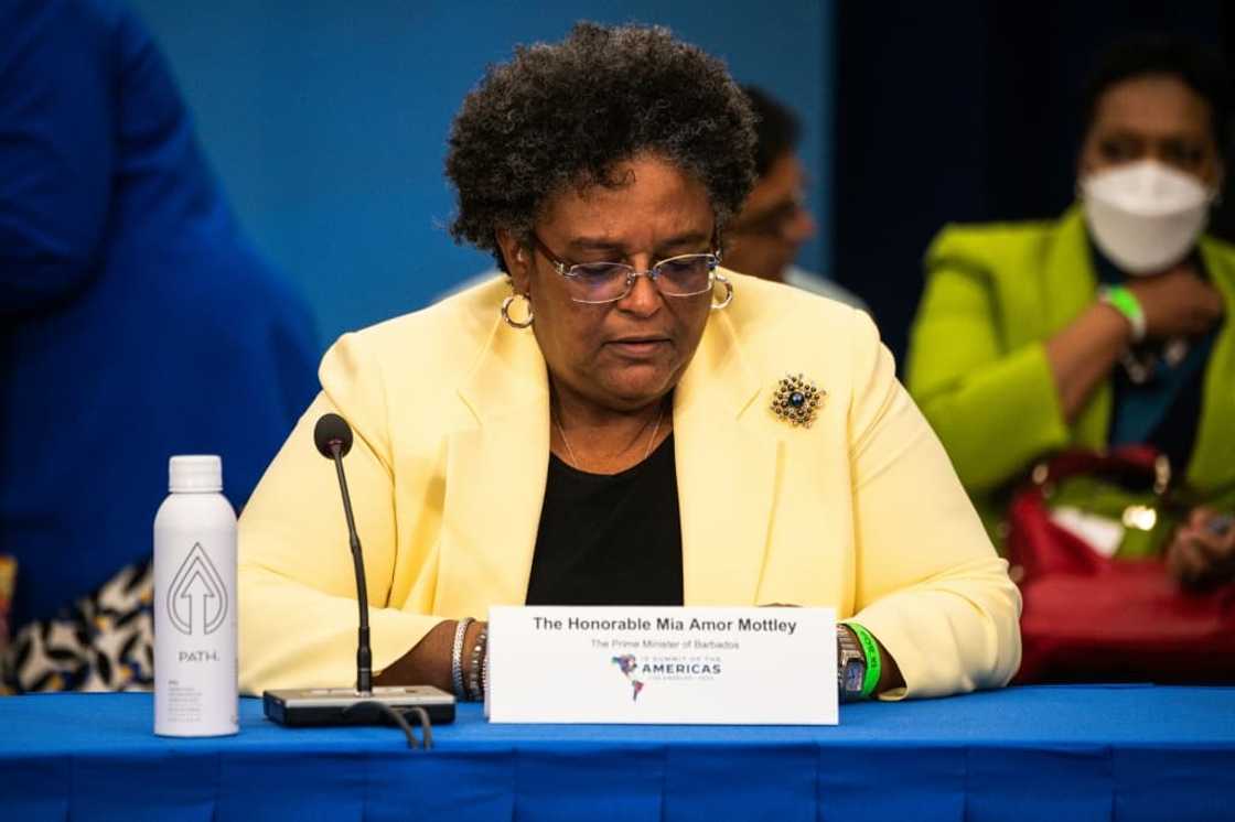 Barbados's Prime Minister Mia Mottley secured funding from the International Monetary Fund to stabilize the island nation's economy and address the impact of climate change Barbados's Prime Minister Mia Mottley secured funding from the International Monetary Fund to stabilize the island nation's economy and address the impact of climate change