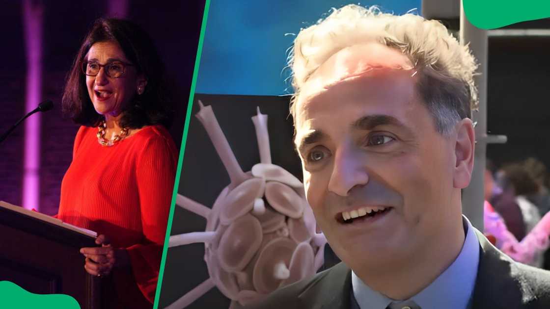 Economist Shafik at the Low Memorial Library in 2024 (L). Biotechnologist Raffael Jovine (R) Economist Shafik at the Low Memorial Library in 2024 (L). Biotechnologist Raffael Jovine (R)