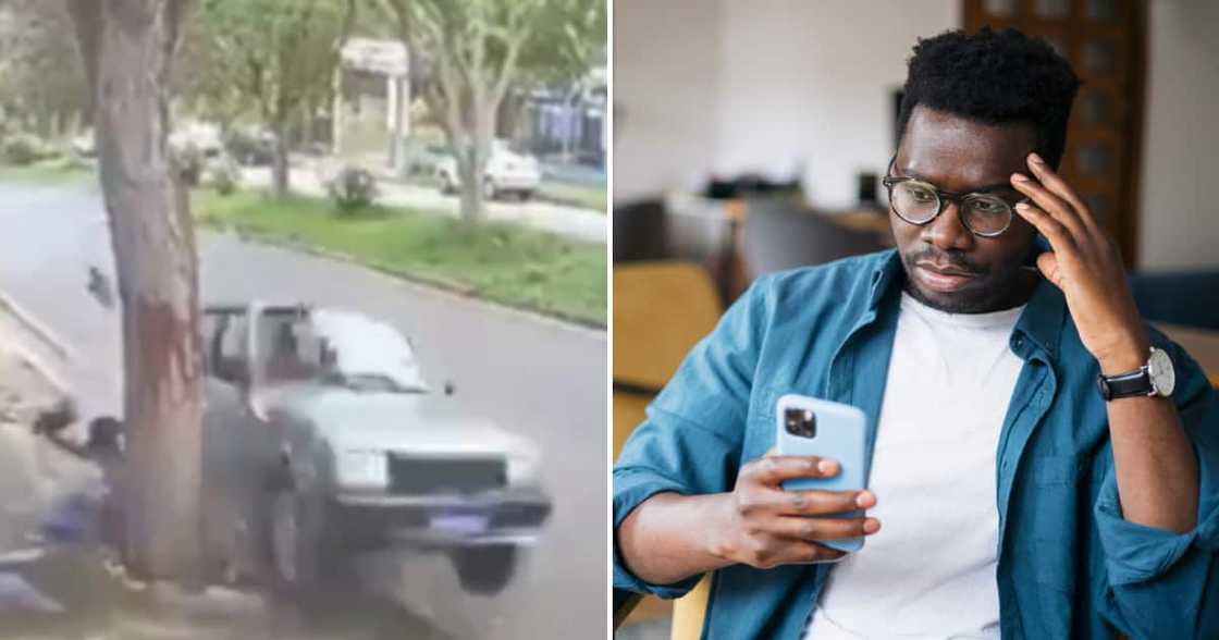 A lady had a close call with a speeding car that almost ended her life. A lady had a close call with a speeding car that almost ended her life.
