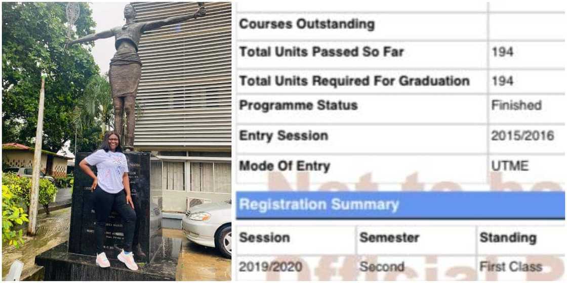 Social media celebrates Nigerian lady as she bags the only first-class in her class in UNILAG Social media celebrates Nigerian lady as she bags the only first-class in her class in UNILAG