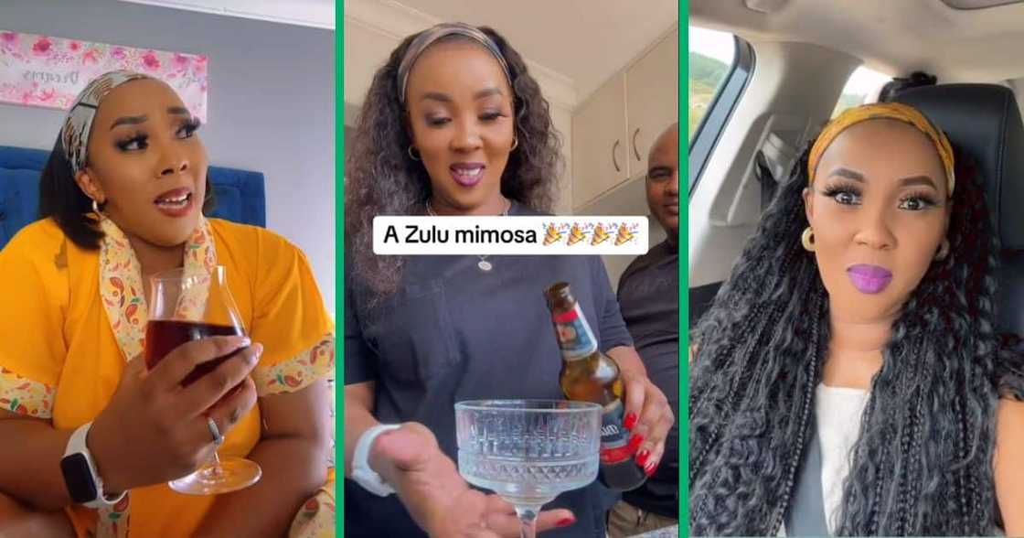 A woman mixed beer and cooldrink A woman mixed beer and cooldrink