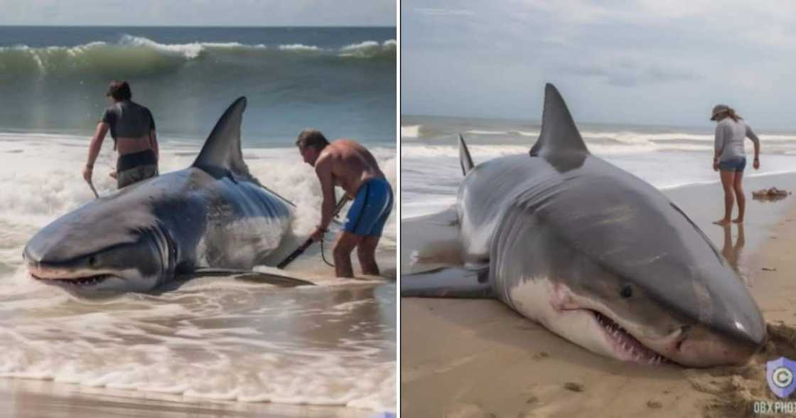 The eThekwini municipality has debunked the photos of a beached great white shark in Durban as fake The eThekwini municipality has debunked the photos of a beached great white shark in Durban as fake