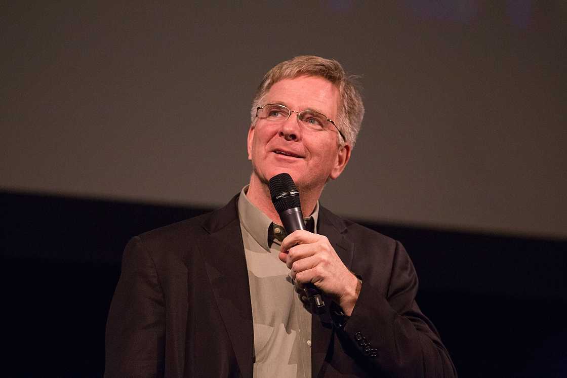 Rick Steves speaks onstage at The Paramount Theatre in Austin, Texas