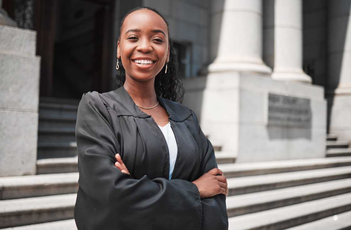 A stock image showing a Black attorney at work.