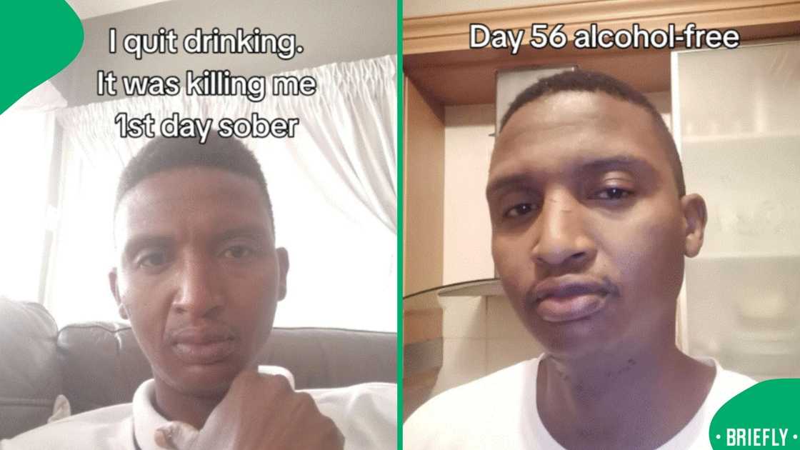 An image from a post compared Day 1 and Day 56 of a sobriety journey