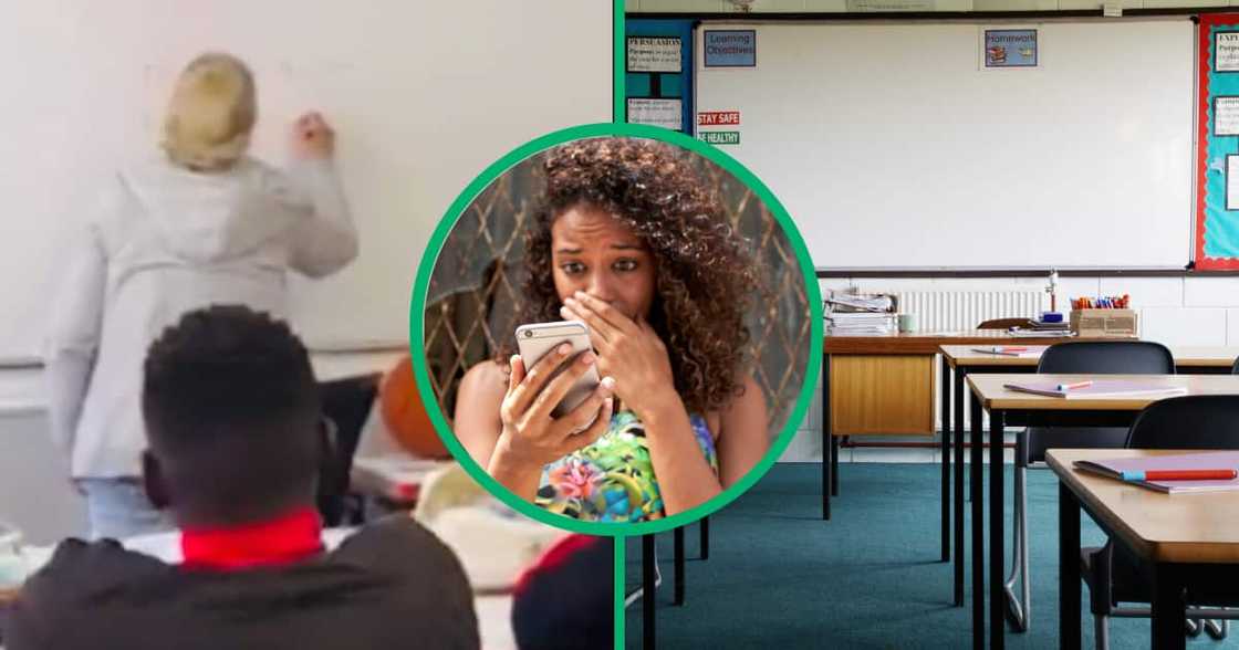 Teacher writing on a whiteboard