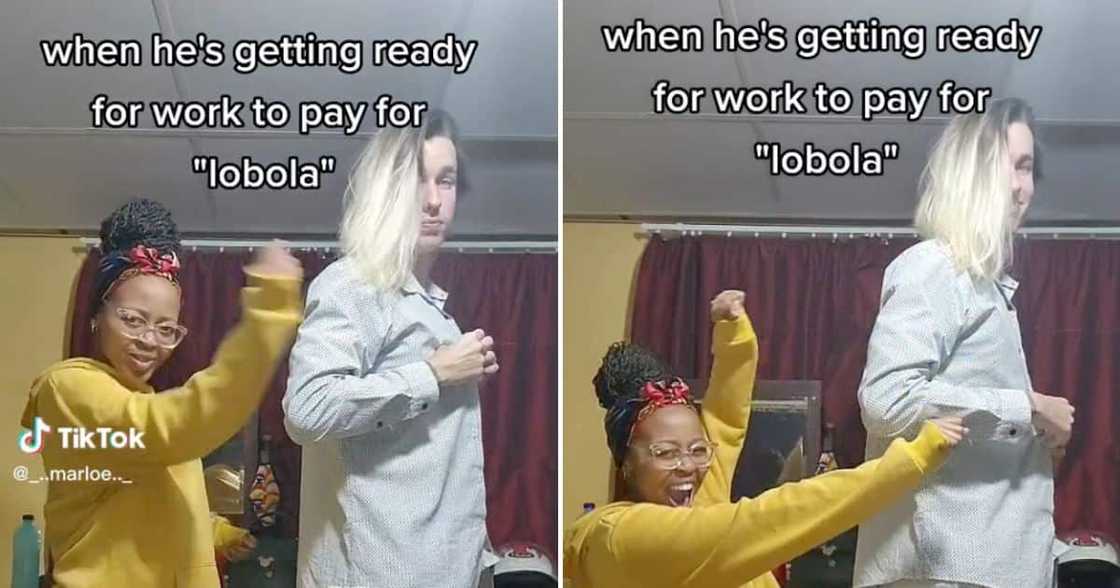 South African interacial couple in a viral video as he get ready to go to work to pay lobola South African interacial couple in a viral video as he get ready to go to work to pay lobola