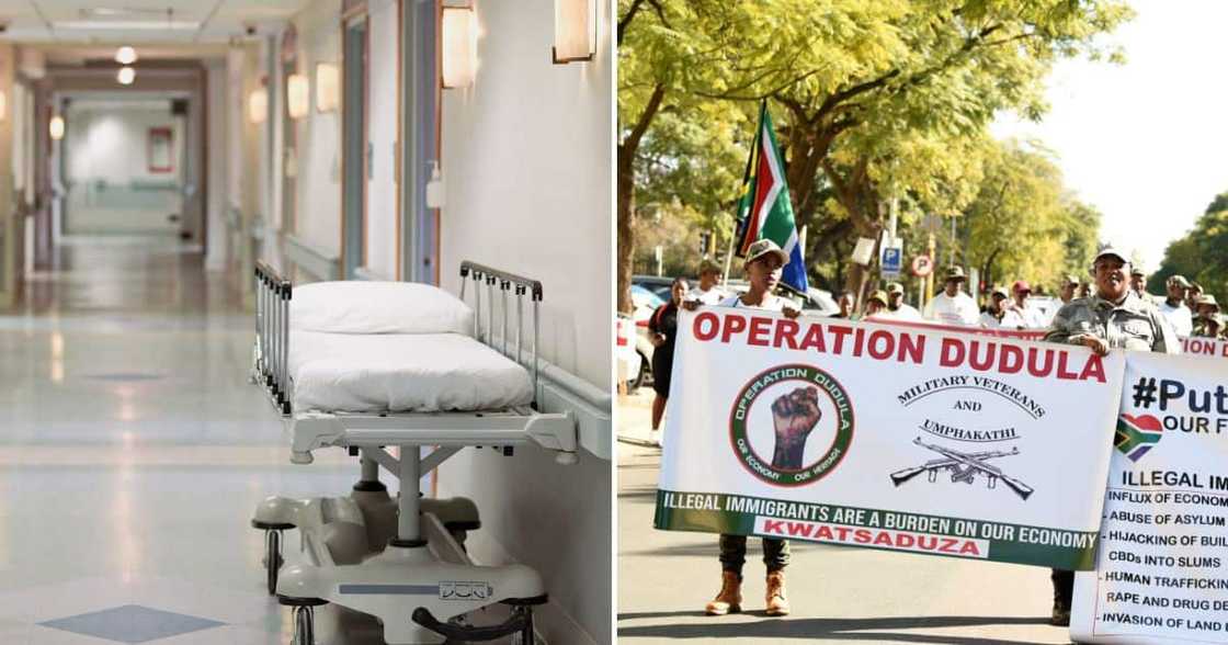 Operation Dudula protestors stop migrants from entering hospital Operation Dudula protestors stop migrants from entering hospital