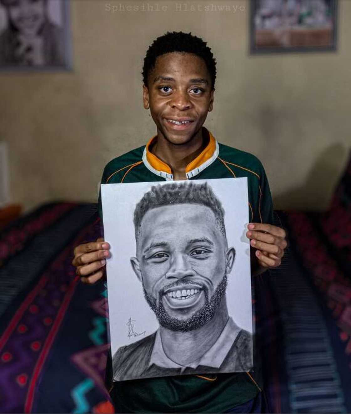 Siya Kolisi drawing by Johannesburg artist Siya Kolisi drawing by Johannesburg artist