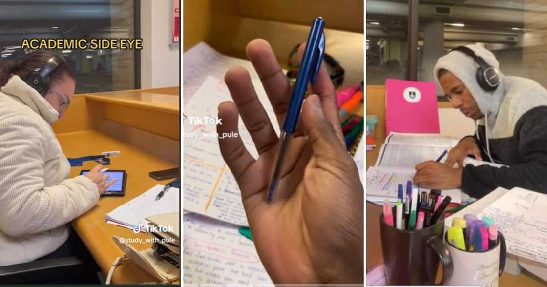 TikTok user @study_with_pule shared a clip showing the situation, while he sat with his pen and paper