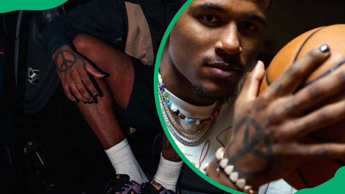 Jalen Green’s hand tattoo Peace symbol Jalen Green’s hand tattoo Peace symbol