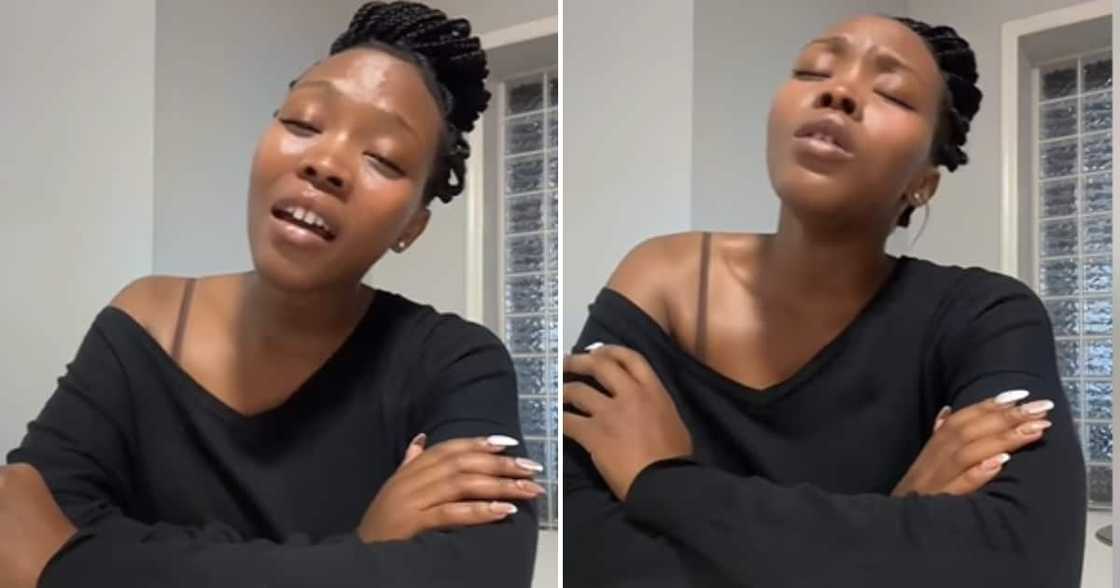 A lovely female singer passionately singing a Whitney Houston song A lovely female singer passionately singing a Whitney Houston song