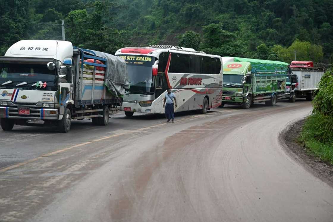 Drivers travel in groups of trucks for safety, carrying ID cards, licences, cash and phones in case something happens Drivers travel in groups of trucks for safety, carrying ID cards, licences, cash and phones in case something happens