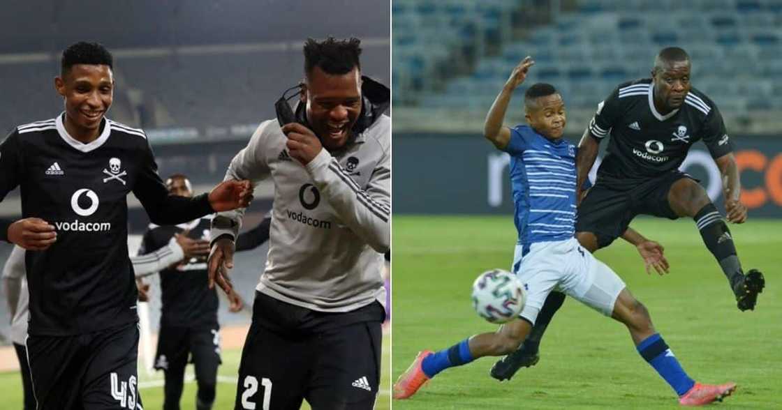 Mzansi football fans have reacted to Orlando Pirates' win but take a jab at Mamelodi Sundowns. Image: Twitter